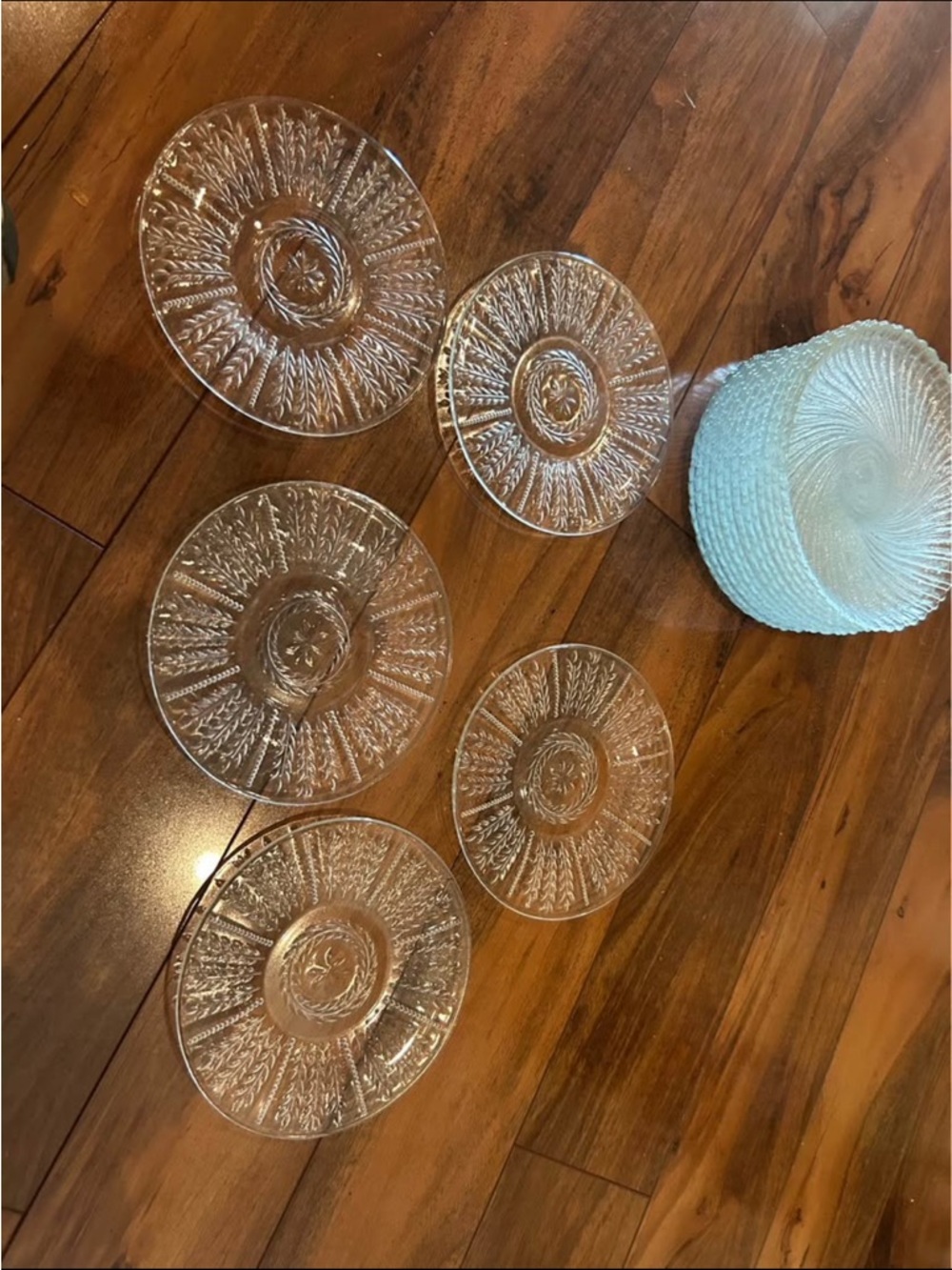 Federal glass wheat and star clear bread and butter plates Circa 40s-50s